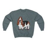 Basset Hound Unisex Heavy Blend™ Crewneck Sweatshirt, Cotton & Polyester, S - 5XL, 12 Colors, FREE Shipping, Made in USA!!