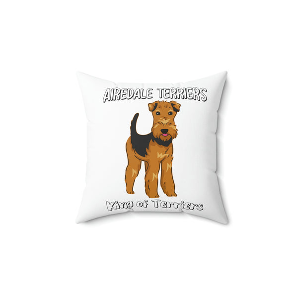 Airedale Terrier Spun Polyester Square Pillow, FREE Shipping, Made in USA!!