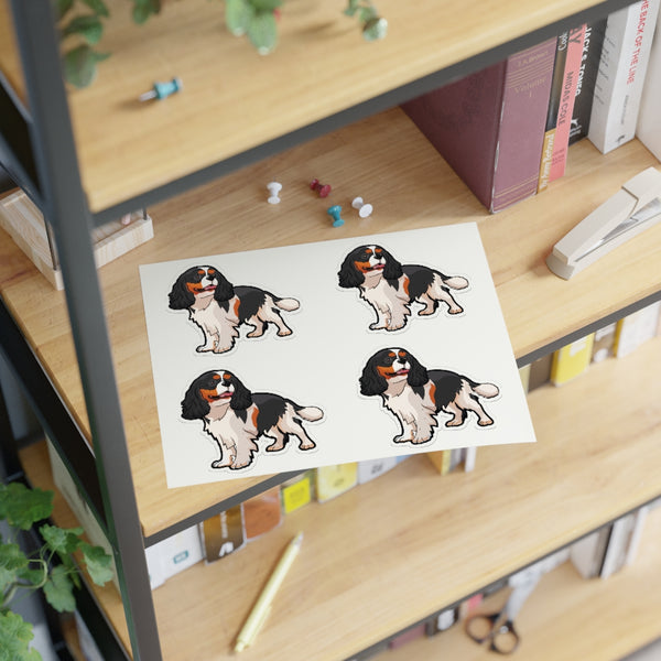 Tricolor Cavalier King Charles Spaniel Sticker Sheets, Water Resistant Vinyl, FREE Shipping, Made in USA!!