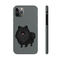 Black Pomeranian Tough Phone Cases, Case-Mate, iPhone, Impact Resistant, Glossy Finish, Wireless Charging, FREE Shipping, Made in USA!!