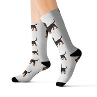 Dachshund Sublimation Socks, 3 Sizes, Polyester/Acrylic/Nylon/Spandex, FREE Shipping, Made in USA!!