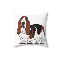 Basset Hound Spun Polyester Square Pillow, Indoor Use, Polyester Cover & Pillow, 4 Sizes, FREE Shipping, Made in USA!!