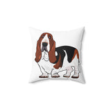 Basset Hound Spun Polyester Square Pillow, Indoor Use, Polyester Cover & Pillow, 4 Sizes, FREE Shipping, Made in USA!!