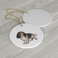 Tricolor Cavalier King Charles Spaniel Ceramic Ornaments, 4 Shapes, Christmas Decorations,