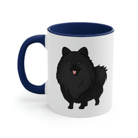 Black Pomeranian Accent Coffee Mug, 11oz, 5 Accent Colors, C-Handle, FREE Shipping, Made in USA!!