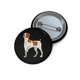 Brittany Dog Pin Buttons, 3 Sizes, Metal, Lightweight, Durable, Strong Safety Pin, Safety Pin Backing, Made in the USA!!