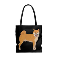 Shiba Inu Tote Bag, 3 Sizes, Polyester, Boxed Corners, Black Cotton Handles,