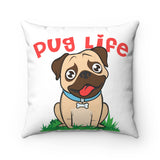 Pug Spun Polyester Square Pillow, FREE Shipping