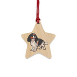 Tricolor Cavalier King Charles Spaniel Wooden Ornaments, 6 Shapes, Bell, Stocking, Tree, Star, Oval, Heart, FREE Shipping, Made in USA!!