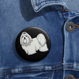 Maltese Custom Pin Buttons, 3 Sizes, Safety Pin Backing,
