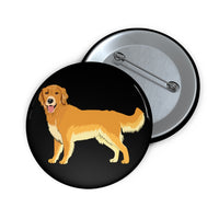 Golden Retriever Custom Pin Buttons, 3 Sizes, Safety Pin Backing, Metal, Lightweight, Durable, FREE Shipping, Made in USA!!