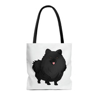 Black Pomeranian Tote Bag, 3 Sizes, Polyester, Boxed Corners, Cotton Handles, FREE Shipping, Made in USA!!