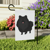 Black Pomeranian Garden & House Banner; Double Print; 2 Sizes, Poly Poplin Canvas; FREE Shipping, Made in USA!!