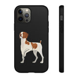 Brittany Dog Tough Cell Phone Cases, Dual Layer Case, Impact Resistant Outer Shell, Clear, Open Ports, Samsung & iPhone, Made in the USA!!