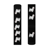 West Highland White Terrier Sublimation Socks, 3 Sizes, Polyester/Spandex, FREE Shipping, Made in USA!!