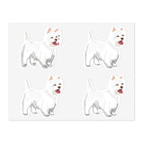 West Highland White Terrier Sticker Sheets, Water Resistant Vinyl, Indoor, One Sheet Per Listing, FREE Shipping, Made in USA!!