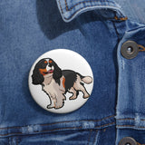 Tricolor Cavalier King Charles Spaniel Custom Pin Buttons
