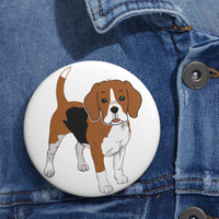 Beagle Custom Pin Buttons, 3 Sizes, Safety Pin Back, FREE Shipping, Made in USA!!