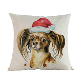 Dogs Wearing Christmas Hats Pillow, Rottweiler, Husky, Doberman, Basset, Bull Terrier Pillow Case, Home Sofa Decorative Cushion Cover