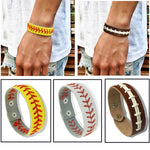 Softball Wristbands, Leather Bracelets, Wristlets, Stitches, Team Colors, 12 Variations, FREE Shipping
