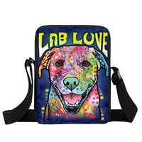 Dog Mini Messenger Bags,  Kids School Bags, Bookbag, Travel Bag, Backpack, Labrador, Rottweiler, Border Collies,   Women  Girls
