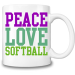 Peace Love And Softball Coffee Mug
