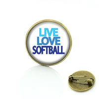 I Love Softball, Glass Art, Sports Lover Jewelry, Badge, Pins, Events Gifts, 9 Variations
