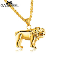 Bulldog Stainless Steel Necklace, Pendant, Gold, Silver, Black