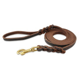 Braided Real Leather Dog Leash, Walking, Training, Leads, German Shepherd 1.6cm width