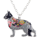 German Shepherd Jewelry, Bonsny Metal Alloy Enamel, Dog Choker Necklace, Collar, Pendant