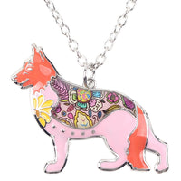 German Shepherd Jewelry, Bonsny Metal Alloy Enamel, Dog Choker Necklace, Collar, Pendant