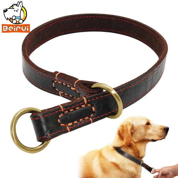 Dog Collars, Real Leather, Medium, Large Dogs, Choke Training Collar, Labrador, German Shepherd