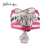 Little MingLou Infinity Love CHIHUAHUA MOM bracelet dog pet paw charm leather wrap men bracelets & bangles for women jewelry