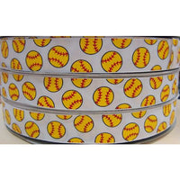 Softball Silk Screen Print Ribbon for Hairbows, 50 yds/roll, 7/8inch, FREE Shipping