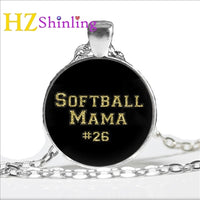 Softball Quote Necklace, Sports Pendant, Love Softball, 52 Variations