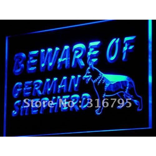 Beware of German Shepherd, LED Neon Light Sign, On/Off Switch, 20+ Colors, 5 Sizes
