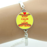 Keep Calm and Love Softball Bracelet, Glass Cabochon, Sports Lovers Gifts, 9 Variations