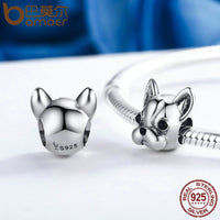 French Bulldog Bracelet, BAMOER 925, Sterling Silver, Loyal Partners, Doggy, Animal Beads, Women Charm, Dog DIY Jewelry SCC315