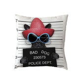 Bad Dogs Cushion Covers French Bulldog Pug Poodle Pillow Cover 45*45cm Polyester Peach Skin Pillowcase Home Sofa Chair Decorate