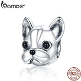 French Bulldog Bracelet, BAMOER 925, Sterling Silver, Loyal Partners, Doggy, Animal Beads, Women Charm, Dog DIY Jewelry SCC315